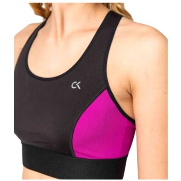 Calvin Klein Performance Racerback Bra XS Black & Pink High Support - Picture 3 of 10